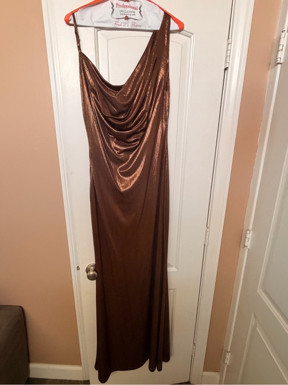Club L London Shimmery Brown Cowl Neck Maxi Dress